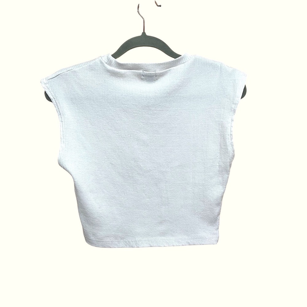 Nasty Gal Collection White Ribbed Crop Top Sleeveless Crew Neck SZ 10 Clean Girl - Picture 5 of 10